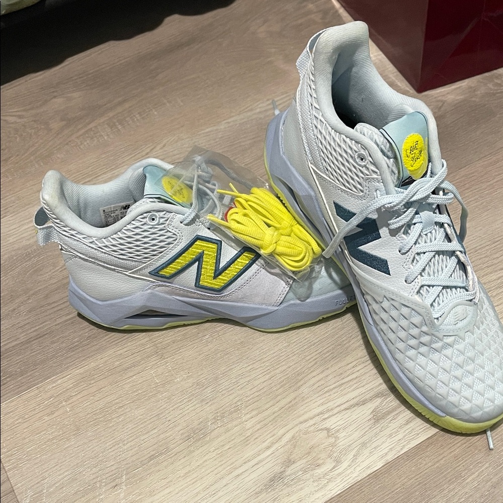 New Balance White and Yellow Athletic Shoes